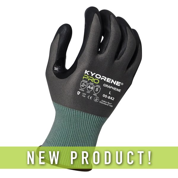 Kyorene Pro 18g Gray 
Graphene A4 Liner with Black HCT Nano-Foam
Nitrile Palm Coating (S) PK Gloves 00-842 (S)